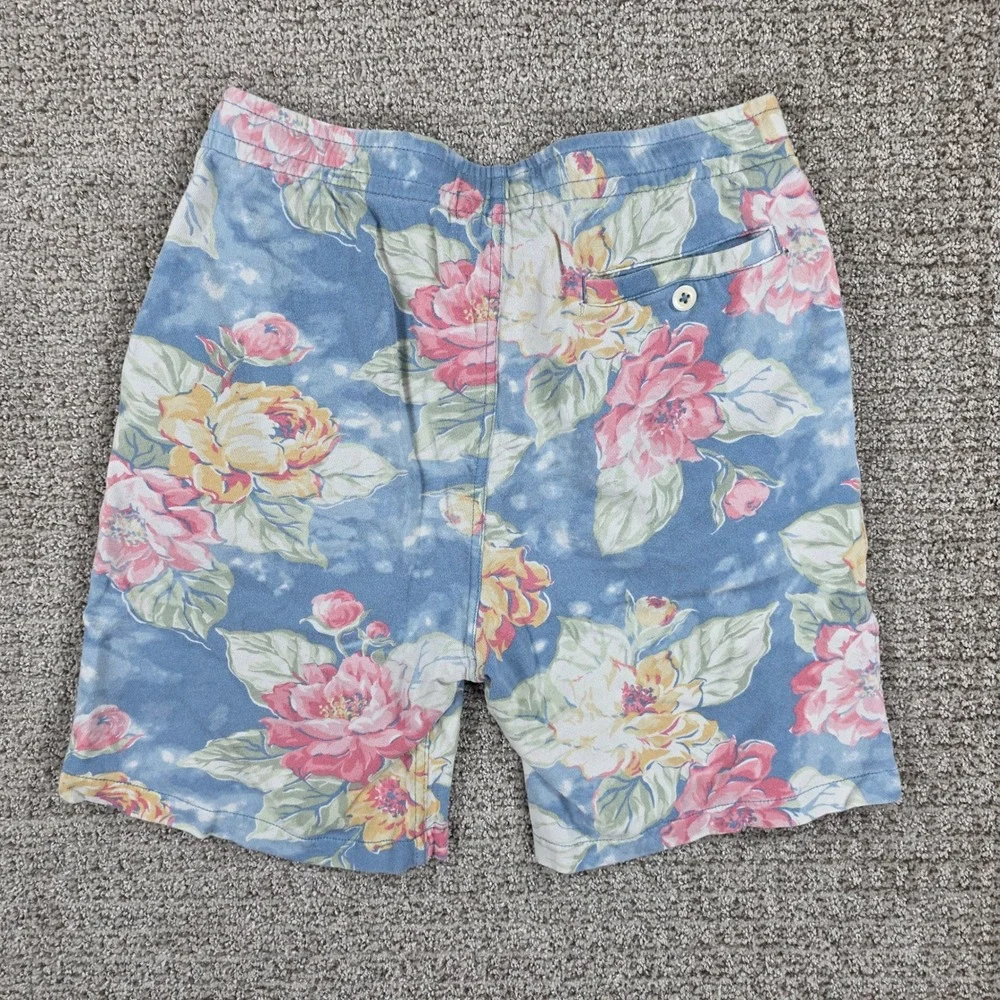 Polo Ralph Lauren Mens XS Blue Floral Sweat Shorts Cotton Drawstring Pony Logo